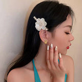 Pearl White Camellia Flower Hair Clip 珍珠白山茶花朵髮夾 (HA20403)