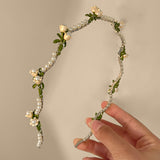Golden Flower Faux Pearl Headband 金色花朵人造珍珠頭箍 HA20417