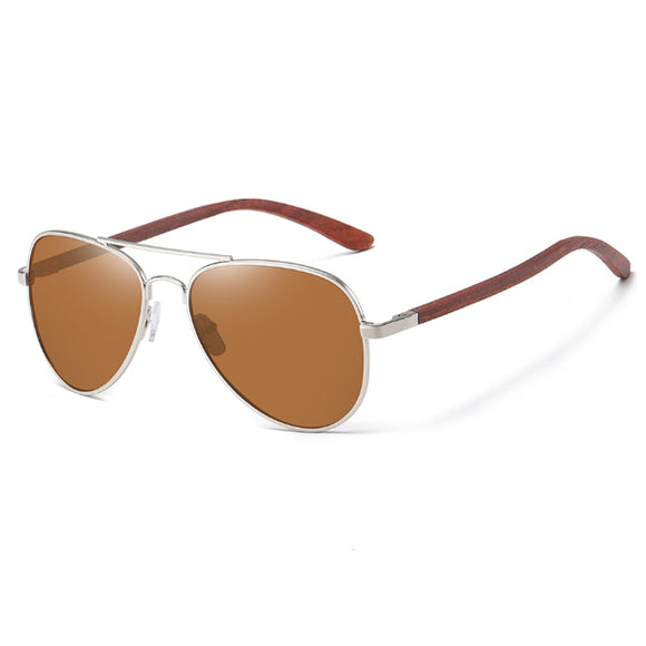 Wooden Polarized Aviator Sunglasses 木制偏光飛行員太陽眼鏡 KCSG2145