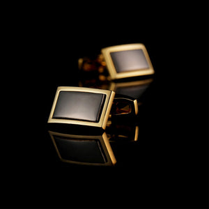 Two-tone Rectangle Gold Cufflinks 雙色長方形金色袖扣 (KC10043a)