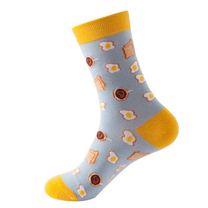 Sunshine Egg & Toast Pattern Cozy Socks (One Size) 太陽蛋多士圖案舒適襪子 (均碼)