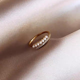 Rhinestone Imitation Pearl Open Ring (Adjustable) 水鑽仿珍珠開口戒指 (可調節) KJEA20135