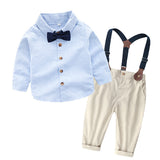 Kids Long Sleeve Shirt Overalls Two Piece Set 童裝長袖襯衫背帶褲兩件套 KCCLSP2155