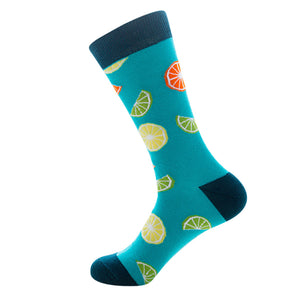 Lake Blue Lemon Pattern Cozy Socks (EU39-EU45) 湖藍檸檬圖案舒適襪子 (歐碼39-歐碼45)
