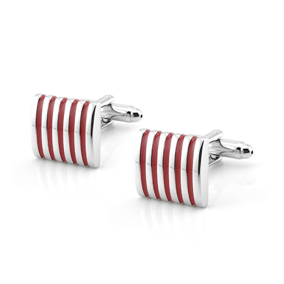 Red Stripe Men Cufflinks 红色條紋袖扣