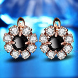 Korean Flower Crystal Earrings 韓版花朵水晶耳環