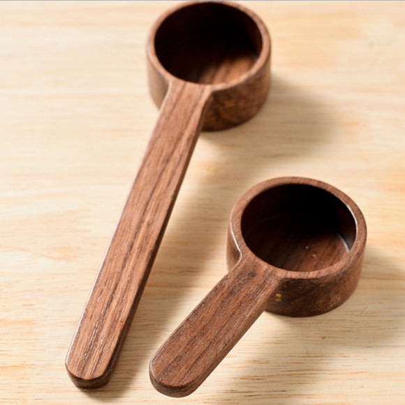 Set of 2 Black Walnut Coffee Spoon Wooden Tablespoon (Small size x 1 and Large size x 1)  一套2個長柄和短柄黑胡桃咖啡勺木湯匙（短勺 x 1 長勺 x 1）