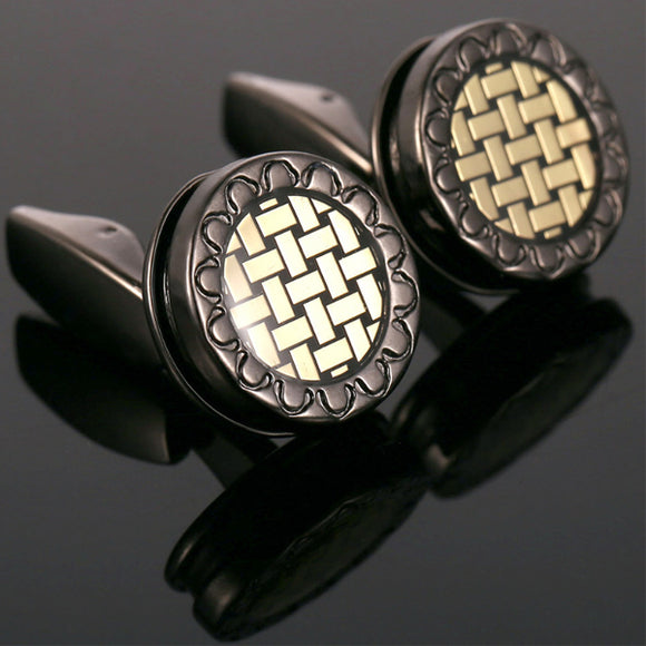 Round British Style Woven Cufflinks 圓形英倫風編織紋袖扣