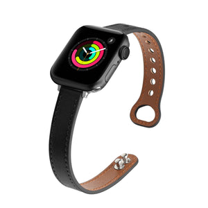 Black Genuine Leather Apple Watch Band  (for small wrist) 黑色真皮Apple 錶帶 (適合小手腕)