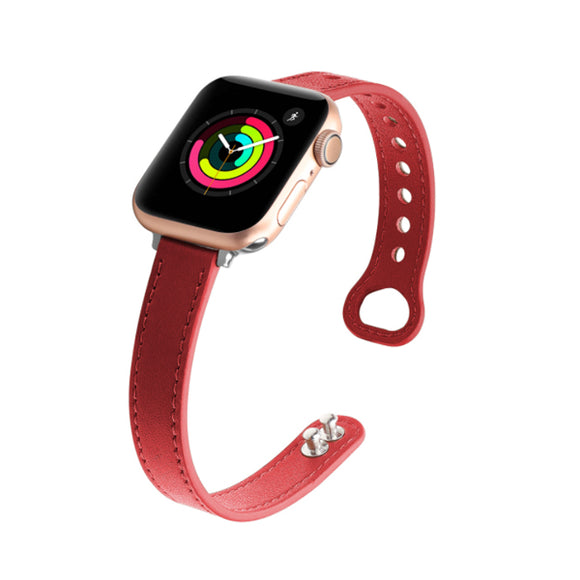 Red Genuine Leather Apple Watch Band (for small wrist) 紅色真皮Apple 錶帶 (適合小手腕) (KCWATCH1056a)