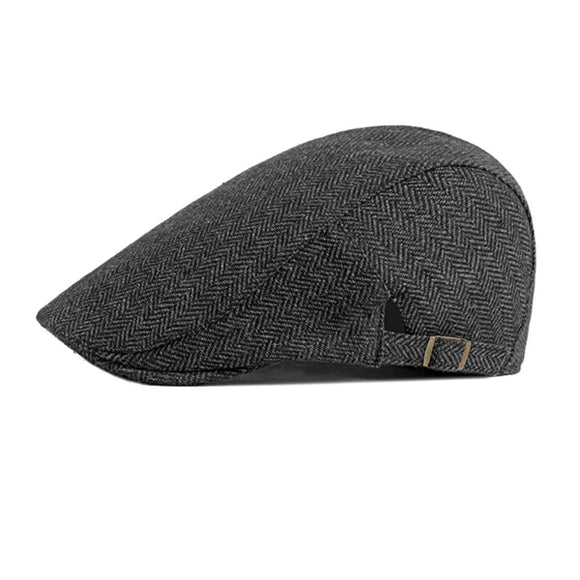 Dark Grey British Striped Beret Hat 深灰色英倫條紋貝雷帽 (KCHT2059a)