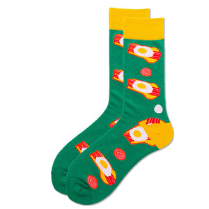 Egg and Bacon Pattern Cozy Socks (EU39-EU45) 雞蛋培根圖案舒適襪 (EU39-EU45)
