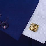 Square Bronze Checkered Pattern Cufflinks 方形古銅方格紋袖扣