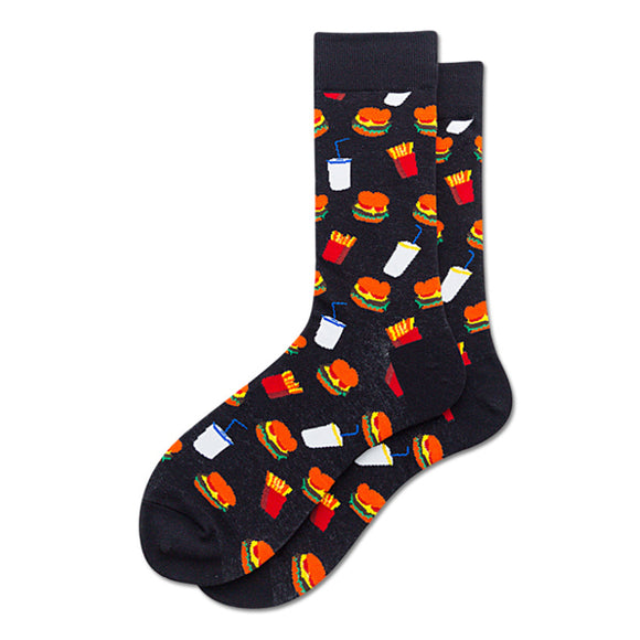 Hamburger Fries Pattern Cozy Socks (EU39-EU46)  漢堡包薯條圖案舒適襪子 (歐碼39-歐碼46)