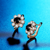Korean Flower Crystal Earrings 韓版花朵水晶耳環