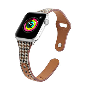 Houndstooth Genuine Leather Apple Watch Band (for small wrist) 千鳥格紋真皮Apple 錶帶 (適合小手腕)