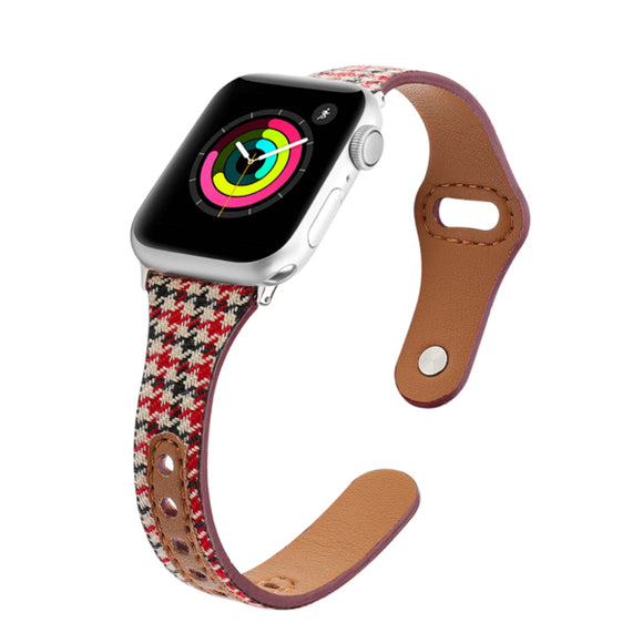 Houndstooth Genuine Leather Apple Watch Band 38MM / 40MM, 42MM / 44MM (for small wrist) 千鳥格紋真皮Apple 38MM / 40MM , 42MM / 44MM錶帶 (適合小手腕)