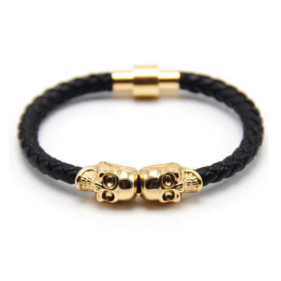 Punk Braided Magnetic Skull Bracelet 龐克風編織磁扣骷髏頭手鍊