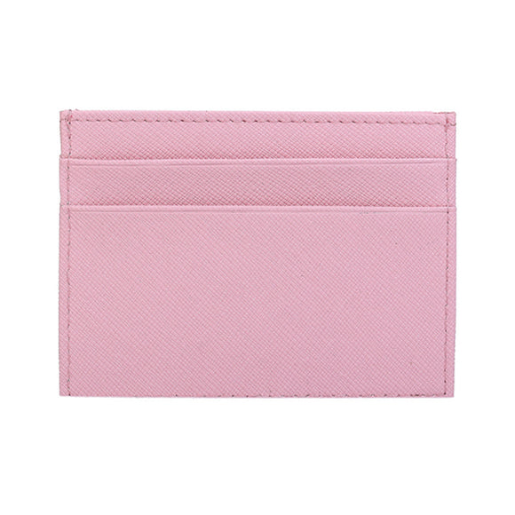 Pink Grained Leather Card Holder 粉紅色真牛皮信用卡套 CH19006c