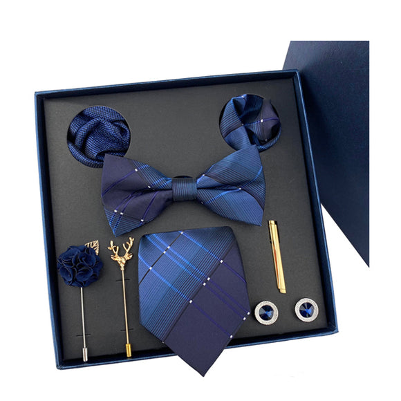 Bow Tie, Pocket Square, Brooch, Tie Clip 8 Pieces Gift Set  領結口袋巾胸針領帶夾8件套裝 KCBT2071