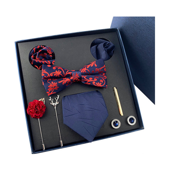 Bow Tie, Pocket Square, Brooch, Tie Clip 8 Pieces Gift Set  領結口袋巾胸針領帶夾8件套裝 KCBT2072