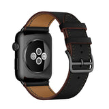 Black Genuine Leather Apple Watch Band with Black Buckle 黑色真皮Apple 黑扣錶帶 (KCWATCH1076)