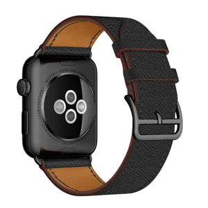 Black Genuine Leather Apple Watch Band 黑色真皮Apple 錶帶 (KCWATCH1079)