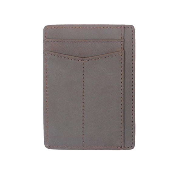 Brown Grained Leather RFID Card Holder 棕色真牛皮RFID安全防盜信用卡套 CH19008