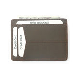 Brown Grained Leather RFID Card Holder 棕色真牛皮RFID安全防盜信用卡套 CH19008