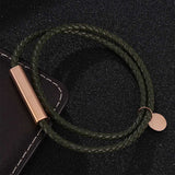 Green Faux Leather Magnetic Bracelet (Circumference 19.5cm) 綠色人造皮革磁扣手鍊 (鍊長 19.5cm) KJBR16083
