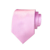 Pink Tie, Pocket Square, Cufflinks, Tie Clip 4 Pieces Gift Set 粉色領帶口袋巾袖扣領帶夾4件套裝 (KCBT2084)
