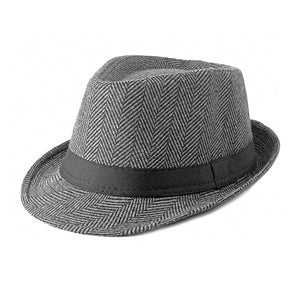 Grey and Black British Diagonal Stripe Jazz Hat 灰黑色英倫斜條紋爵士帽 (KCHT2086)
