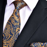 Blue Tie, Pocket Square, Cufflinks, Tie Clip 4 Pieces Gift Set 藍色領帶口袋巾袖扣領帶夾4件套裝 KCBT2087