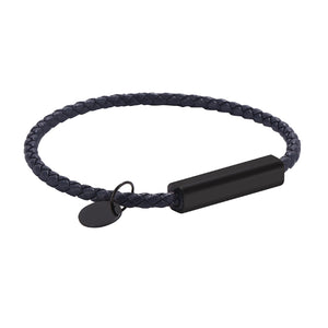 Dark Blue Faux Leather Magnetic Bracelet (Circumference 19.5cm) 深藍人造皮革磁扣手鍊 (鍊長 19.5cm) KJBR16087