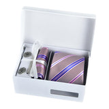 Pink Tie, Pocket Square, Cufflinks, Tie Clip 4 Pieces Gift Set 粉色領帶口袋巾袖扣領帶夾4件套裝 KCBT2088