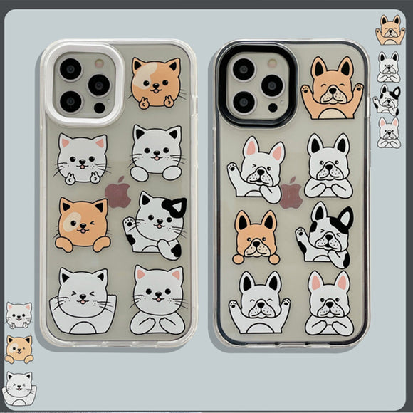 Cartoon Bulldog / Cartoon Cat iPhone 12 / 11 Case 卡通鬥牛犬 / 卡通猫咪 iPhone 12 / 11 保護套