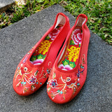 Handmade Red Wedding Flat Shoes ** Free Gift ** 手工製造紅色繡花鞋  ** 附送贈品 **