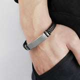 Black Faux Leather Braided Bracelet (Circumference 21cm) 黑色人造皮革編織手鍊 (鍊長 21cm) KJBR16098