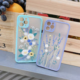 Grass Gray / Sky Blue Flowers iPhone 12 Case 草灰 / 天藍花朵 iPhone 12 保護套