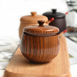 Natural Jujube Spice Jar with spoon 天然酸棗木調味罐和勺子