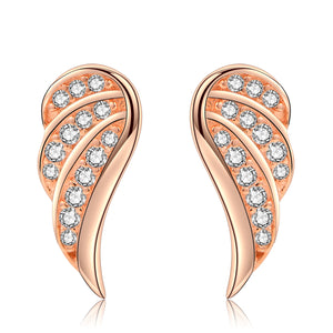 Rose Gold Plate Sterling Silver and Diamond Stud Earrings