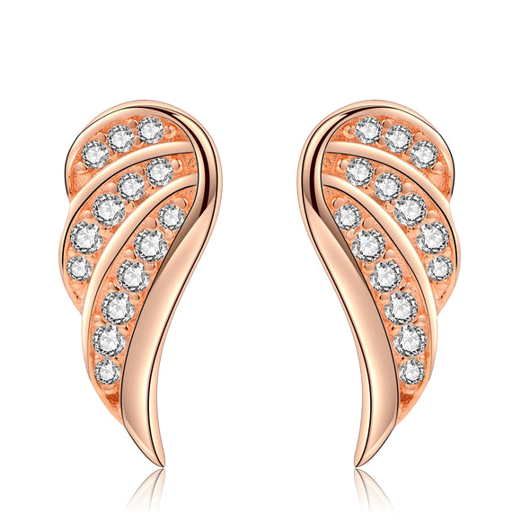 Rose Gold Plate Sterling Silver and Diamond Stud Earrings