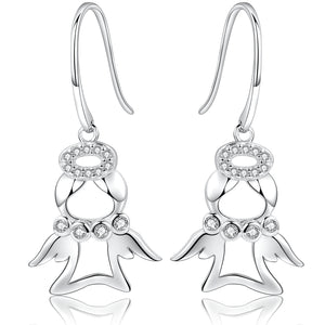Sterling Silver Angel Dangle Earrings