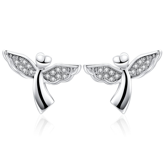 Sterling Silver Plated Guardian Angel Earrings