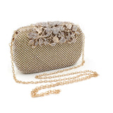 Women Evening Clutch Crystal Rhinestone Flower Bridal Handbag