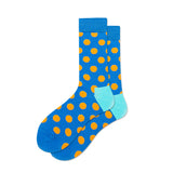 Orange Dots Blue Cozy Socks (EU38-EU45) 橙色圓點藍色舒適襪子 (歐碼38-歐碼45)