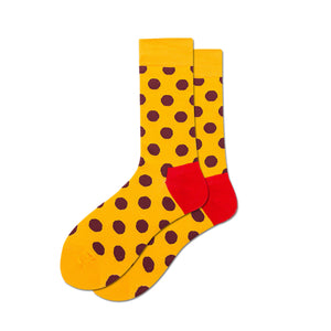 Brown Dots Orange Cozy Socks (EU38-EU45) 棕色圓點橙色舒適襪子 (歐碼38-歐碼45)