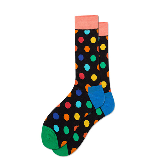 Rainbow Dots Black Cozy Socks (EU38-EU45) 彩虹色圓點黑色舒適襪子 (歐碼38-歐碼45)