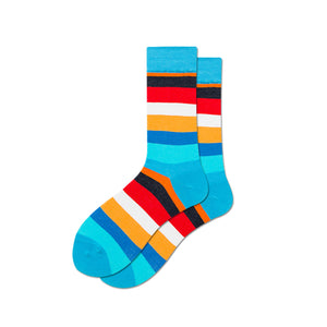 Blue Red Orange Stripes Cozy Socks (EU38-EU45 藍紅橙條紋舒適襪子 (歐碼38-歐碼45)