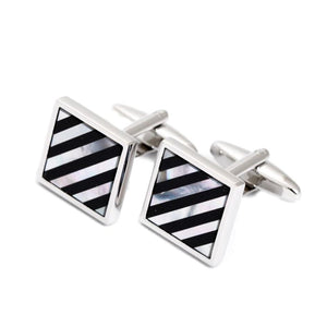 Silver Stripe Cufflinks 銀色斜紋袖扣